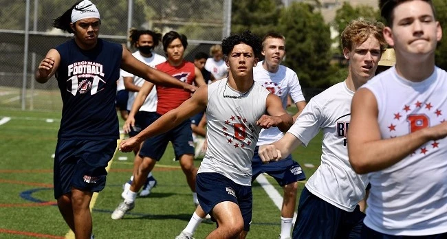 Athletes performing conditioning drills