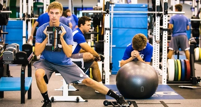 Strength training session at a gym